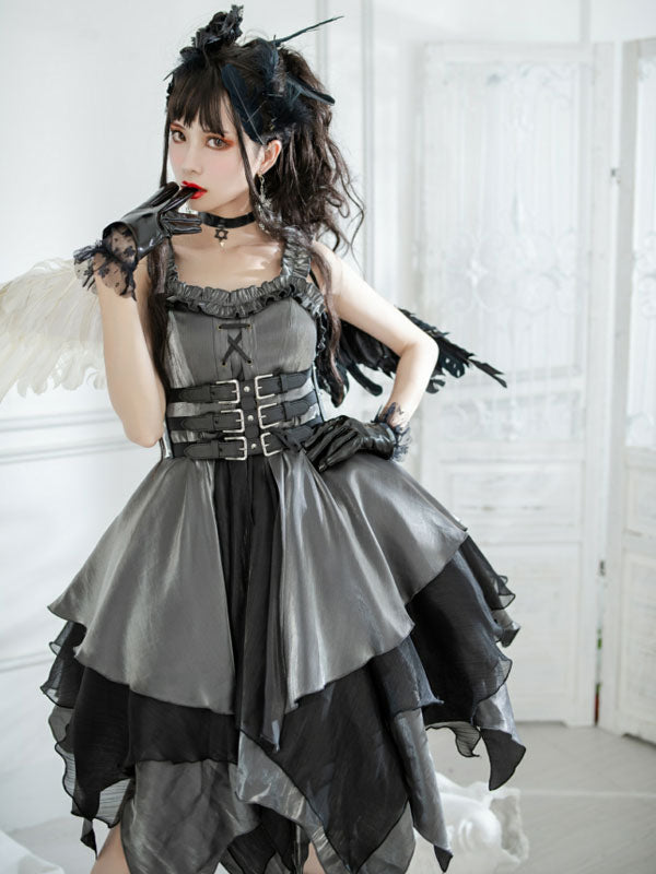 Floral Pattern Polyester Gothic Dress