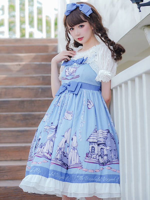 Sweet Lolita JSK Dress Baby Blue Sleeveless Lolita Jumper Skirts