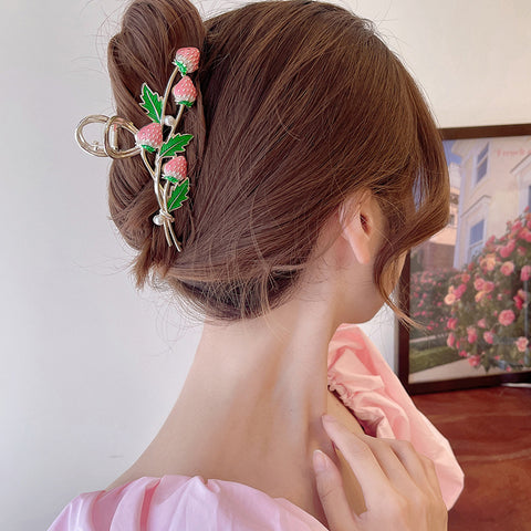 Kawaii Large Strawberry Hair Claw Clip For Girls