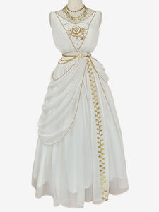 Academic Lolita Outfits White Embroidered Sleeveless Accessory Dress Cloak