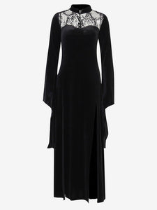 Black Gothic Dress Bell Long Sleeves Lace Lolita Dress