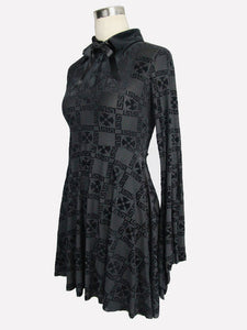 Black Gothic Dress Long Seelves Lace Stand Collar Lace Lolita Dress