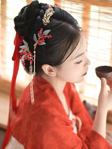 Chinese Style Lolita Accessories Red Chains Metal Headwear Miscellaneous