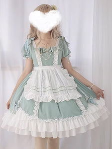 Classical Lolita Dresses Maid Lolita Light Green Overall Dress