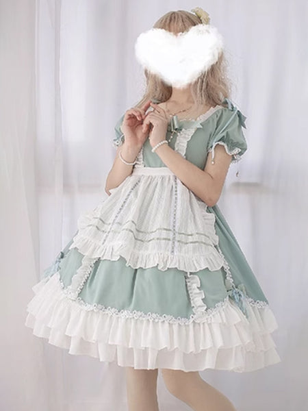 Classical Lolita Dresses Maid Lolita Light Green Overall Dress