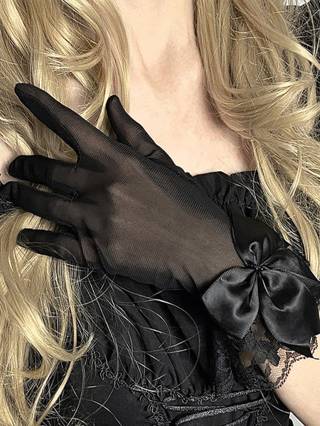 Gothic Lolita Accessories Black Bows Lace Oversleeves Miscellaneous