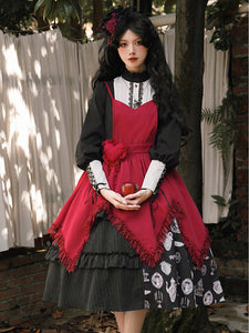 Gothic Lolita Accessories Burgundy Ruffles Lace Apron Polyester Miscellaneous