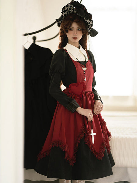 Gothic Lolita Accessories Burgundy Ruffles Lace Apron Polyester Miscellaneous