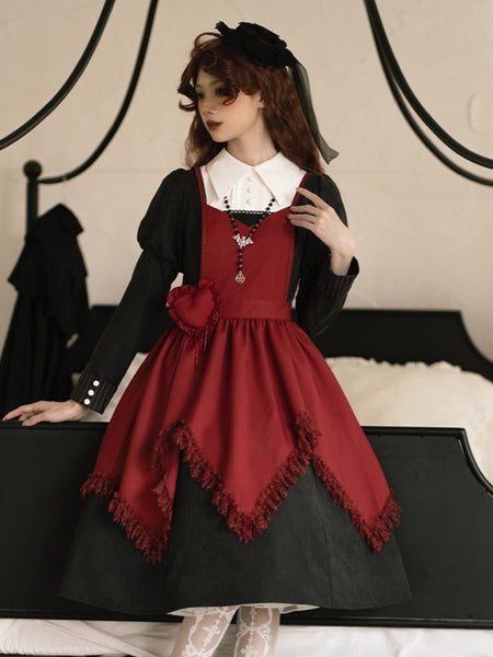 Gothic Lolita Accessories Burgundy Ruffles Lace Apron Polyester Miscellaneous