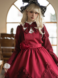 Gothic Lolita Accessories Burgundy Ruffles Lace Apron Polyester Miscellaneous