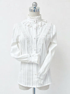 Gothic Lolita Blouses Lolita Top Ruffles Long Sleeves Blouse Stripes White Lolita Shirt