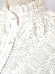 Gothic Lolita Blouses Lolita Top Ruffles Long Sleeves Blouse Stripes White Lolita Shirt