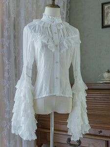 Gothic Lolita Blouses Ruffles Long Sleeves Lolita Top Blouse White Lolita Shirt