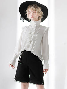 Gothic Lolita Blouses White Long Sleeves Lolita Top Ruffles Lolita Shirt