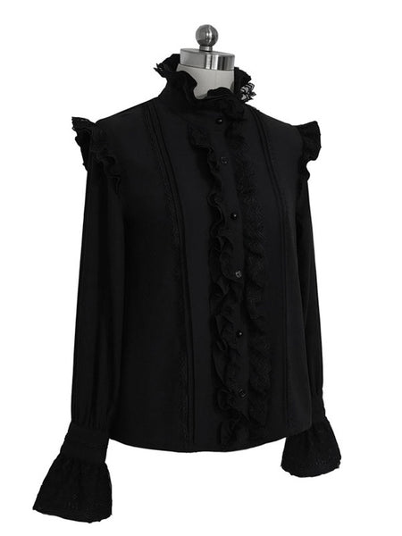 Gothic Lolita Blouses White Long Sleeves Lolita Top Ruffles Lolita Shirt