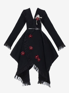 Gothic Lolita Coats Black Ruffles Polyester Overcoat Coat Fall Lolita Outwears