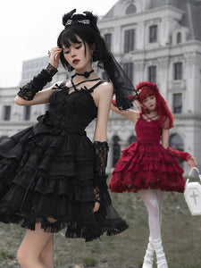 Gothic Lolita Dresses Bows Ruffles Burgundy