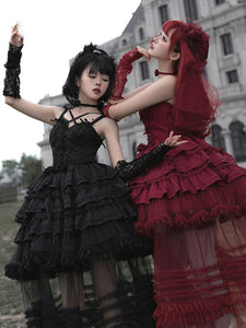 Gothic Lolita Dresses Bows Ruffles Burgundy