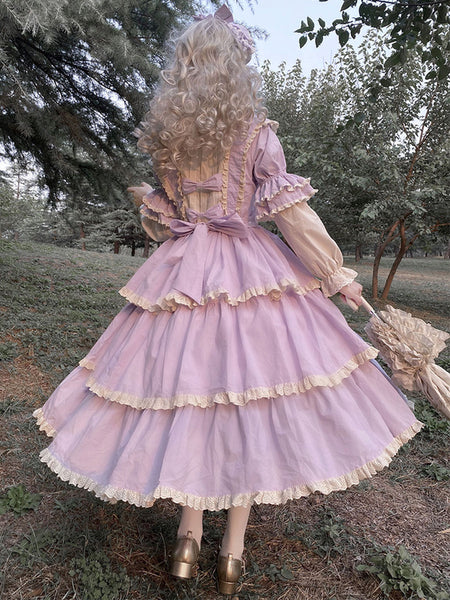 Gothic Lolita Dresses Bows Ruffles Purple Purple