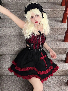 Gothic Lolita Dresses Grommets Lace Red Red