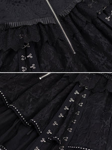 Gothic Lolita Dresses Grommets Ruffles Black