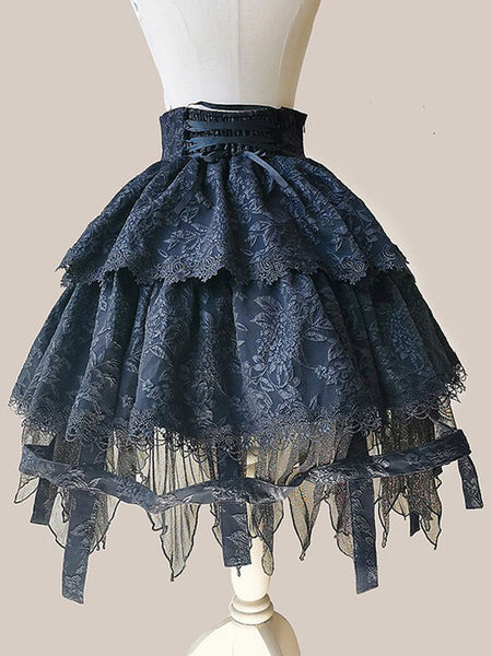 Gothic Lolita Dresses Lace Up Black Black