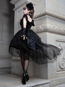 Gothic Lolita Dresses Lace Up Lace Jacquard Black