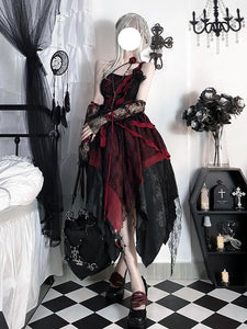 Gothic Lolita Dresses Lace Flowers Lace Floral Print Black & Red Romance Gothic