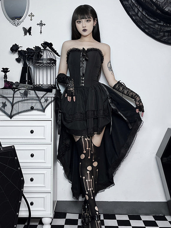 Gothic Lolita Dresses Lace Ruffles Black Black