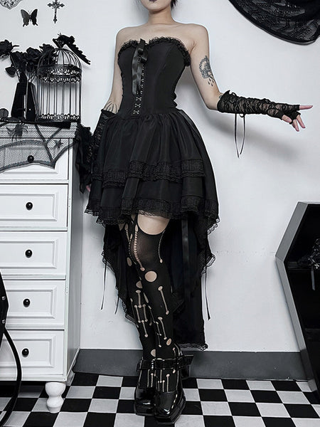 Gothic Lolita Dresses Lace Ruffles Black Black