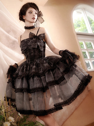 Gothic Lolita Dresses Lace Ruffles Black Black