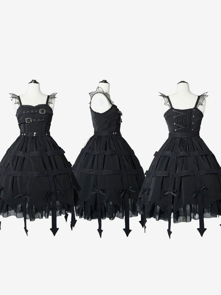 Gothic Lolita Dresses Metal Details Lace Black Black