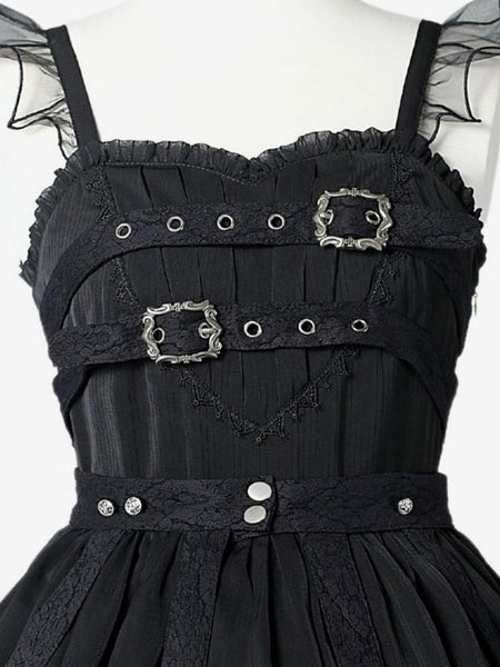 Gothic Lolita Dresses Metal Details Lace Black Black