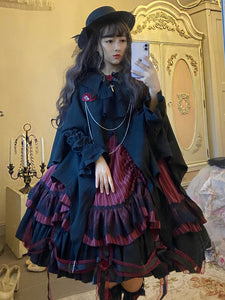 Gothic Lolita Dresses Rose Ruffles Black Black