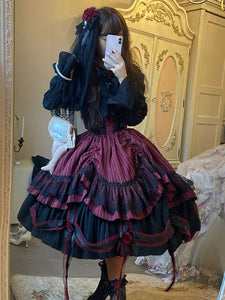 Gothic Lolita Dresses Rose Ruffles Black Black