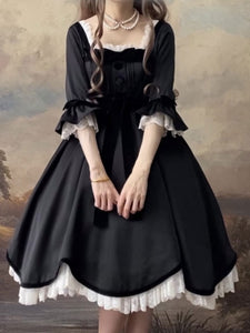 Gothic Lolita Dresses Ruffles Black Black