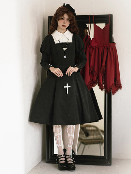 Gothic Lolita Dresses Ruffles Black Black