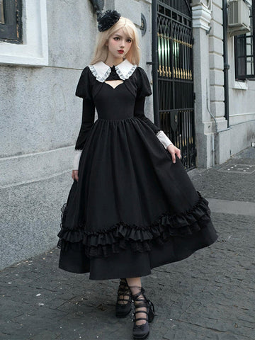 Gothic Lolita Dresses Ruffles Black Black