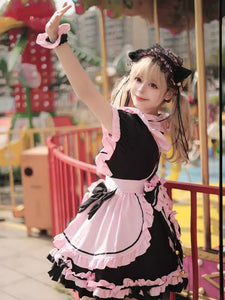 Gothic Lolita Dresses Ruffles Bows Color Block Black Black