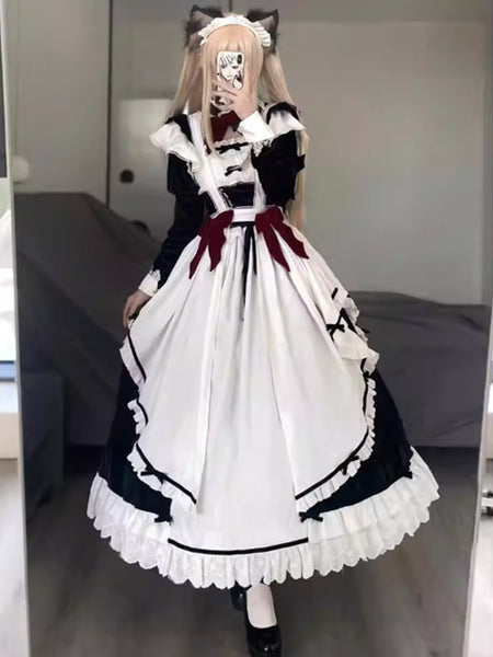 Gothic Lolita Dresses Ruffles Bows Maid Lolita Dress