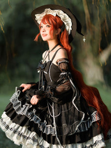 Gothic Lolita Dresses Ruffles Bows Plaid Black