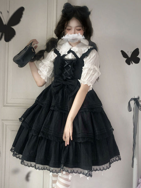 Gothic Lolita Dresses Ruffles Lace Light Pink Green