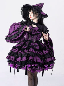 Gothic Lolita Dresses Ruffles Lace Purple Pink