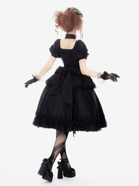 Gothic Lolita Dresses Ruffles Rose Black Black