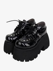 Gothic Lolita Footwear Black Metallic Rivets Round Toe PU Leather Lolita Shoes