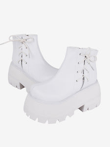 Gothic Lolita Footwear White PU Leather Wedge Heel Lolita Shoes