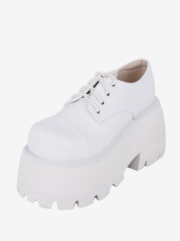 Gothic Lolita Footwear White Round Toe PU Leather Lolita Pumps