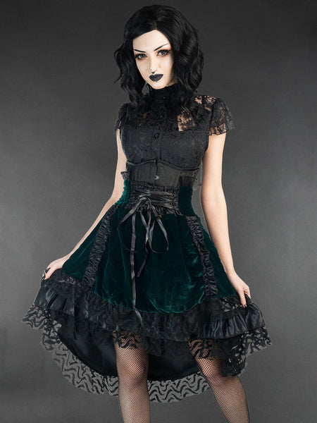 Gothic Lolita SK Black Lace Up Lace Lolita Skirts