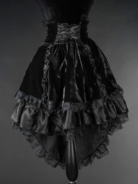 Gothic Lolita SK Black Lace Up Lace Lolita Skirts