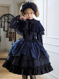 Gothic Lolita Skirt Black Bows Ruffles Lolita Skirts